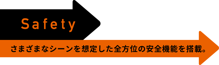 Safety　さまざまなシーンを想定した全方位の安全機能を搭載。